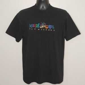 VTG 90s Mardi Gras Adult Large T-shirt Single Stitch USA Tee Black FOTL 1993